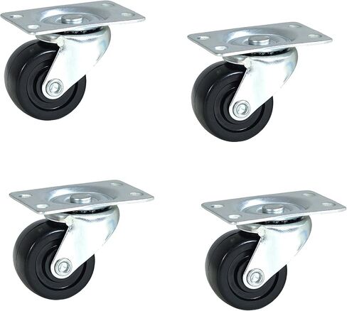 POWERTEC 17211V 2 Inch Low Profile Swivel Plate Caster Wheels with 264 lbs Total Loads, Castor Wheels for Workbench, Dolly, Cart & Furniture, Set of 4 in Saudi Arabia