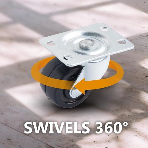 POWERTEC 17211V 2 Inch Low Profile Swivel Plate Caster Wheels with 264 lbs Total Loads, Castor Wheels for Workbench, Dolly, Cart & Furniture, Set of 4 in Saudi Arabia