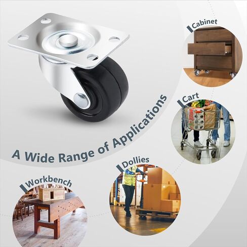 POWERTEC 17211V 2 Inch Low Profile Swivel Plate Caster Wheels with 264 lbs Total Loads, Castor Wheels for Workbench, Dolly, Cart & Furniture, Set of 4 in Saudi Arabia