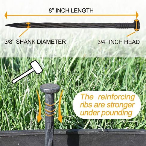 أوتاد حواف المناظر الطبيعية من باولونج، مسامير تثبيت بلاستيكية مقاس 8 بوصة، مسامير نايلون حلزونية لحواف الرصف، حواف الحديقة، خيمة 62 قطعة (يناسب Dimex EasyFlex، محطة واحدة في الهواء الطلق) in Kuwait