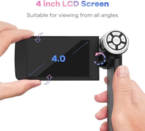 اندوستار مجهر رقمي AD203 80-200X USB 1080P مع جيب بطاقة SD 32GB مجهر الكتروني للاطفال والكبار، ادوات مراقبة خارجية (اسود) in Kuwait