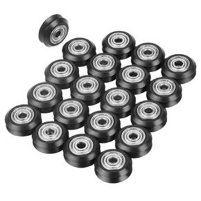 عجلات بكرة بلاستيكية POM مع محامل لملف تعريف أوروبا القياسي 2020، بكرات توجيه خطية لعجلة بيرلين السلبية مزدوجة الأخدود للطابعة ثلاثية الأبعاد لجهاز التوجيه CNC (20 حزمة) in Kuwait