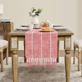 Farmhouse Table Runner, Rustic Table Runners 36 Inches Long, Linen Boho Table Runner, Braided Striped Grey Table Runner for Dining Party Holiday, 15x36 Inches, Braided Charcoal Grey in Saudi Arabia