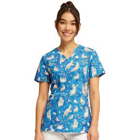 Cherokee Prints Women Scrubs Top V-Neck Print CK651