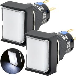 ZGSZJHF Rectangle 16MM Push Button Switch Silver Contact UL Certified with Light 24V DC SPDT 5 Pin ON/Off with Socket Plug Wire 5A Waterproof 5/8 Inch K16-291D in Saudi Arabia