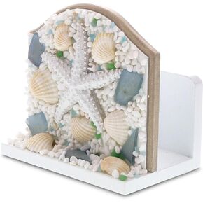 CoTa Global Oceanic Napkin Holder for Table - Nautical Collection Napkin Holders for Kitchen Table, Starfish and Seashell Paper Napkins Holder for Dining Table, Wood Coastal Coffee Table Napkin Holder in Kuwait