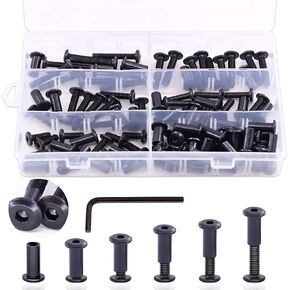 Keadic 121 Pieces M6 Black Socket Cap Bolts Barrel Nuts Kit 16/20/25/30/35mm,Binding Screws Posts for Baby Bed Furniture/Scrapbook Photo Albums Binding/Leather Saddles Purses Belt Repair in Saudi Arabia