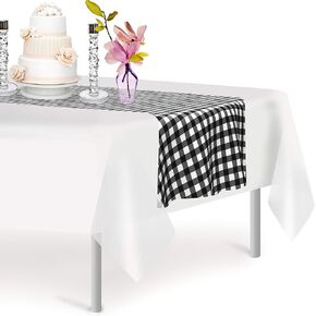 Aqua 6 Pack Premium Disposable Plastic Table Runner 14 x 108 Inch. Table Runner for Dinner Parties & Events by Grandipity