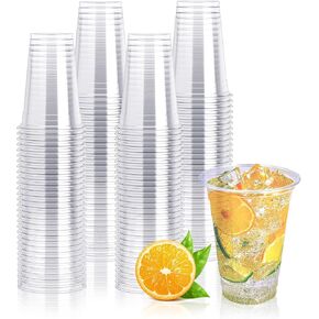 Lilymicky 200 Pack 9 oz Clear Plastic Cups, 9 Ounce Disposable Plastic Drinking Cups, Crystal Clear PET Plastic Cups for Parties, Wedding, Christmas Day