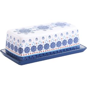 Bico Blue Talavera Ceramic Butter Dish with Lid, Butter Keeper for Counter, Kitchen, Dishwasher Safe in Saudi Arabia