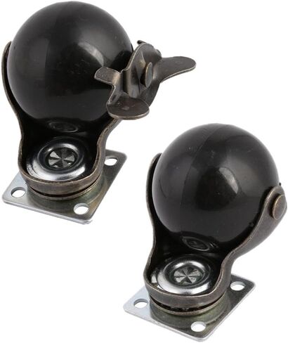 Ball Caster Wheel [Set of 4] for Furniture [1.5 Inch], Antique Swivel Caster With Top Plate [2 with Brakes 2 No Brakes] [360 Degree Rotated] [Smooth and Quite] [Ball Bearing] [Polyurethane] in Saudi Arabia