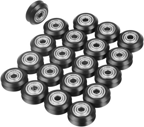 عجلات بكرة بلاستيكية POM مع محامل لملف تعريف أوروبا القياسي 2020، بكرات توجيه خطية لعجلة بيرلين السلبية مزدوجة الأخدود للطابعة ثلاثية الأبعاد لجهاز التوجيه CNC (20 حزمة) in Kuwait