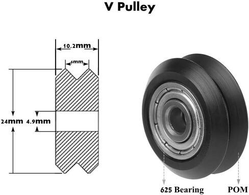 عجلات بكرة بلاستيكية POM مع محامل لملف تعريف أوروبا القياسي 2020، بكرات توجيه خطية لعجلة بيرلين السلبية مزدوجة الأخدود للطابعة ثلاثية الأبعاد لجهاز التوجيه CNC (20 حزمة) in Kuwait
