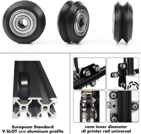 عجلات بكرة بلاستيكية POM مع محامل لملف تعريف أوروبا القياسي 2020، بكرات توجيه خطية لعجلة بيرلين السلبية مزدوجة الأخدود للطابعة ثلاثية الأبعاد لجهاز التوجيه CNC (20 حزمة) in Kuwait