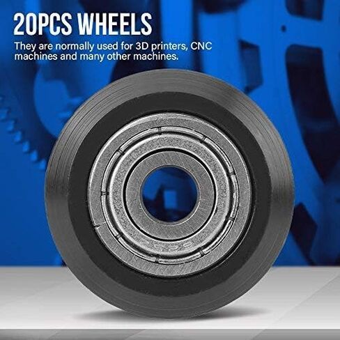 عجلات بكرة بلاستيكية POM مع محامل لملف تعريف أوروبا القياسي 2020، بكرات توجيه خطية لعجلة بيرلين السلبية مزدوجة الأخدود للطابعة ثلاثية الأبعاد لجهاز التوجيه CNC (20 حزمة) in Kuwait