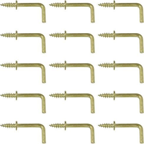 FMHXG L Shape Screw 50PCS 5/8"-25x10mm Gold Screws in Hooks, 7 Shape Cup Hanging Ceiling Hooks, Lights Hanger Hooks, Self-Tapping Screws, Frame Medal Hooks, Right Angle Screws in Saudi Arabia