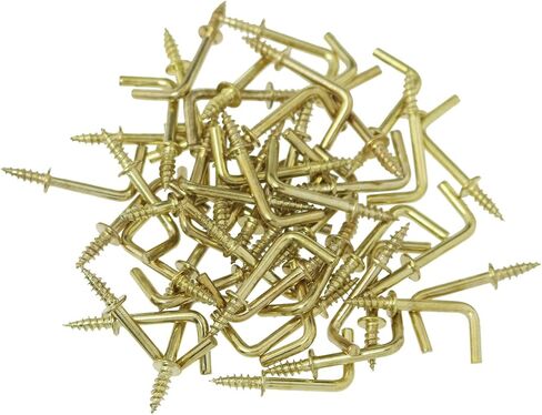 FMHXG L Shape Screw 50PCS 5/8"-25x10mm Gold Screws in Hooks, 7 Shape Cup Hanging Ceiling Hooks, Lights Hanger Hooks, Self-Tapping Screws, Frame Medal Hooks, Right Angle Screws in Saudi Arabia