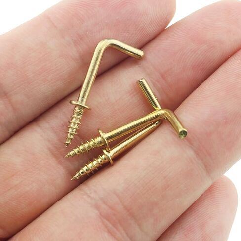 FMHXG L Shape Screw 50PCS 5/8"-25x10mm Gold Screws in Hooks, 7 Shape Cup Hanging Ceiling Hooks, Lights Hanger Hooks, Self-Tapping Screws, Frame Medal Hooks, Right Angle Screws in Saudi Arabia