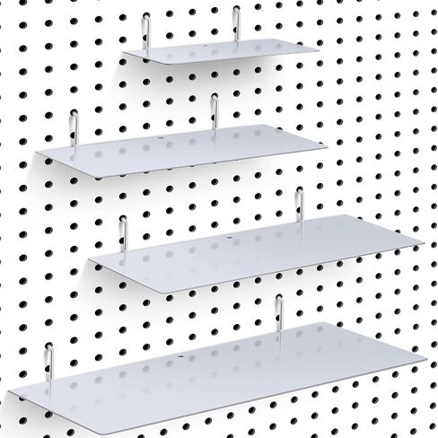 4 عبوات من أرفف بيجبورد لتنظيم الحائط ودعامات أرفف بيجبورد وصينية فولاذية وإكسسوارات بيجبورد لتنظيم أدوات غرفة الحرف اليدوية والمنزل والمرآب وطاولة العمل والمطبخ (أسود، 10 × 4 بوصة) in Kuwait