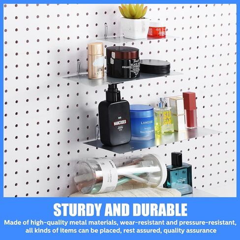 4 عبوات من أرفف بيجبورد لتنظيم الحائط ودعامات أرفف بيجبورد وصينية فولاذية وإكسسوارات بيجبورد لتنظيم أدوات غرفة الحرف اليدوية والمنزل والمرآب وطاولة العمل والمطبخ (أسود، 10 × 4 بوصة) in Kuwait