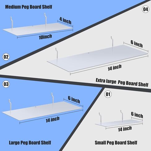 4 عبوات من أرفف بيجبورد لتنظيم الحائط ودعامات أرفف بيجبورد وصينية فولاذية وإكسسوارات بيجبورد لتنظيم أدوات غرفة الحرف اليدوية والمنزل والمرآب وطاولة العمل والمطبخ (أسود، 10 × 4 بوصة) in Kuwait