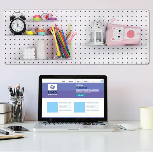 4 عبوات من أرفف بيجبورد لتنظيم الحائط ودعامات أرفف بيجبورد وصينية فولاذية وإكسسوارات بيجبورد لتنظيم أدوات غرفة الحرف اليدوية والمنزل والمرآب وطاولة العمل والمطبخ (أسود، 10 × 4 بوصة) in Kuwait