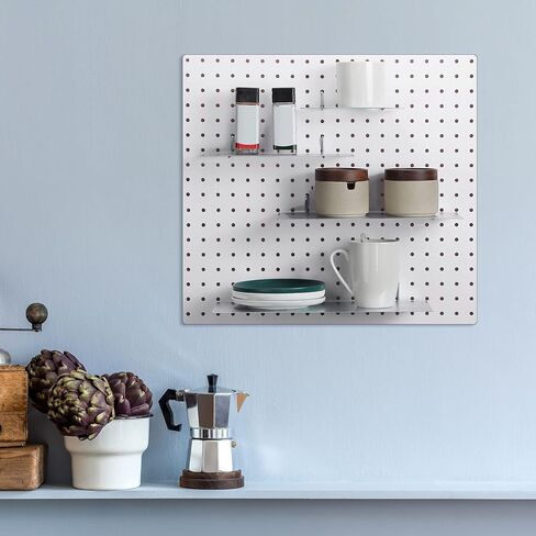 4 عبوات من أرفف بيجبورد لتنظيم الحائط ودعامات أرفف بيجبورد وصينية فولاذية وإكسسوارات بيجبورد لتنظيم أدوات غرفة الحرف اليدوية والمنزل والمرآب وطاولة العمل والمطبخ (أسود، 10 × 4 بوصة) in Kuwait