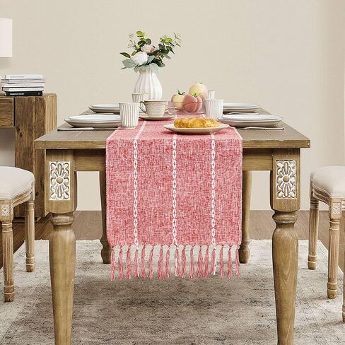 Farmhouse Table Runner, Rustic Table Runners 36 Inches Long, Linen Boho Table Runner, Braided Striped Grey Table Runner for Dining Party Holiday, 15x36 Inches, Braided Charcoal Grey in Kuwait