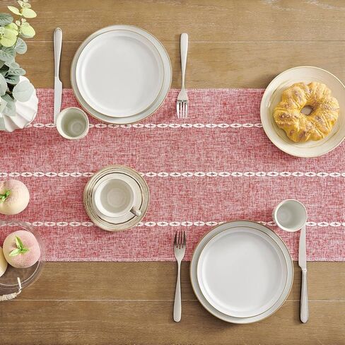 Farmhouse Table Runner, Rustic Table Runners 36 Inches Long, Linen Boho Table Runner, Braided Striped Grey Table Runner for Dining Party Holiday, 15x36 Inches, Braided Charcoal Grey in Kuwait