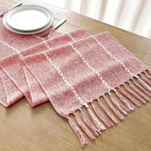 Farmhouse Table Runner, Rustic Table Runners 36 Inches Long, Linen Boho Table Runner, Braided Striped Grey Table Runner for Dining Party Holiday, 15x36 Inches, Braided Charcoal Grey in Kuwait