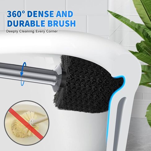 Toilet Plunger and Brush, Bowl Brush and Heavy Duty Toilet Plunger Set with Ventilated Holder, 2-in-1 Toilet Brush and Plunger Combo for Bathroom Cleaning (Black, 1 Set) in Kuwait