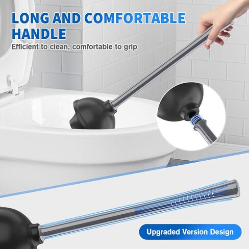 Toilet Plunger and Brush, Bowl Brush and Heavy Duty Toilet Plunger Set with Ventilated Holder, 2-in-1 Toilet Brush and Plunger Combo for Bathroom Cleaning (Black, 1 Set) in Kuwait