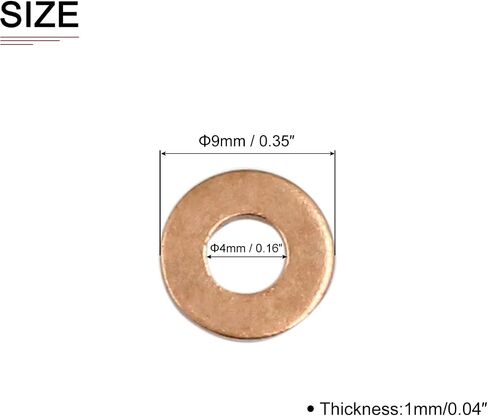 DTGN 4mmx9mmx1mm(IDxODxT) Flat Copper Sealing Washers - 20Pack - Good for Industrial Machinery M4 Screws - Copper Flat Ring Gaskets in Saudi Arabia