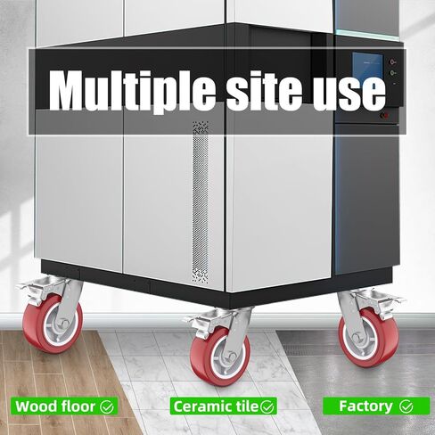 عجلات عجلات مقاس 6 بوصات، مجموعة عجلات مكونة من 4 عجلات شديدة التحمل - عجلات دوارة مع فرامل، عجلات صناعية قفل، عجلات عجلات من البولي يوريثين لا تصدر ضوضاء لأثاث طاولة العمل، السعة الإجمالية 3600 رطل in Kuwait