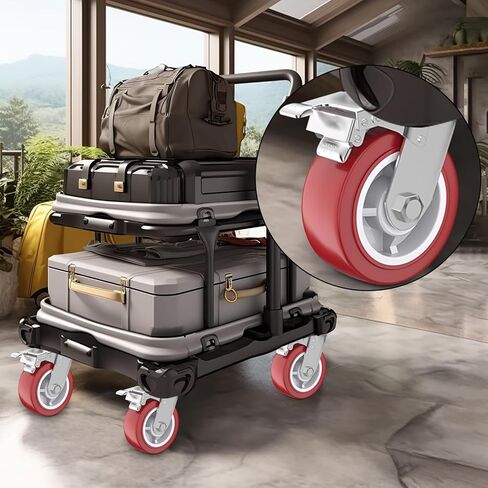 عجلات عجلات مقاس 6 بوصات، مجموعة عجلات مكونة من 4 عجلات شديدة التحمل - عجلات دوارة مع فرامل، عجلات صناعية قفل، عجلات عجلات من البولي يوريثين لا تصدر ضوضاء لأثاث طاولة العمل، السعة الإجمالية 3600 رطل in Kuwait