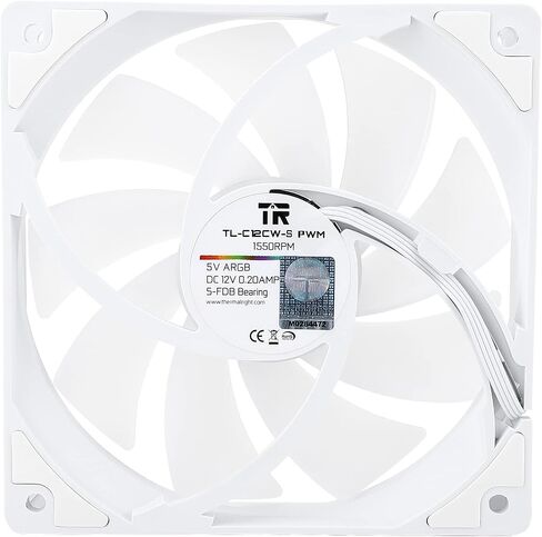 Thermalright TL-C12CW-S CPU Fan 120mm White ARGB Case Cooler Fan, 4pin PWM Silent Computer Fan with S-FDB Bearing Included, up to 1550RPM Cooling Fan in Saudi Arabia