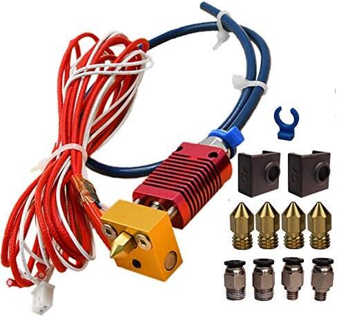 مجموعة Hotend المجمعة من Creality لـ Ender 3 / Ender 3 Pro/Ender 3 V2 مع Capricorn PTFE وتركيبات هوائية مطورة، الثرمستور، عنصر التسخين، جورب MK8 و4 فوهات إضافية in Kuwait