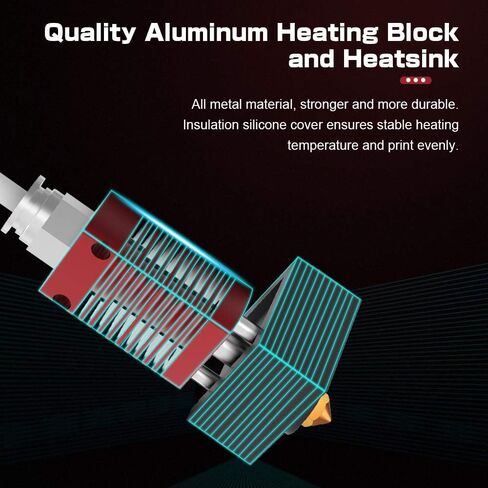 مجموعة Hotend المجمعة من Creality لـ Ender 3 / Ender 3 Pro/Ender 3 V2 مع Capricorn PTFE وتركيبات هوائية مطورة، الثرمستور، عنصر التسخين، جورب MK8 و4 فوهات إضافية in Kuwait