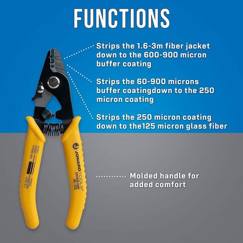 Jonard Tools JIC-375 Three Hole Fiber Optic Stripper with TPR Handle, 6" Length, Оne Расk in Saudi Arabia