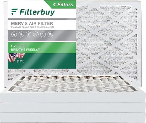فلتر هواء من Filter buy 16x24x2 MERV 8، مرشحات فرن HVAC مطوي (4 حزم، فضي) in Kuwait