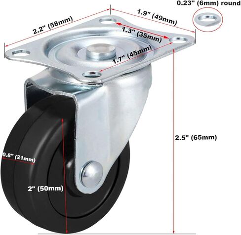 عجلة دوارة waltyotur شديدة التحمل 2 بدون فرامل مع لوحة علوية ومحمل أسود، عبوة من 24 قطعة in Kuwait