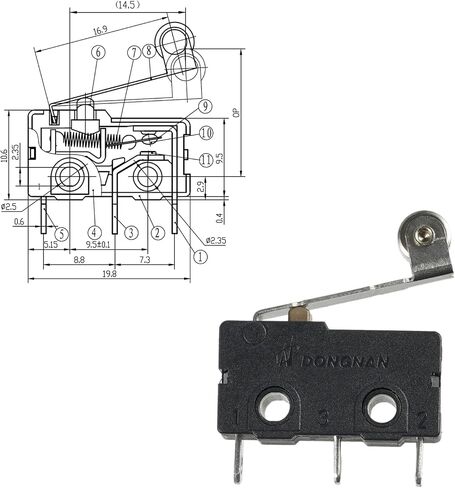 BOJACK Micro Limit Switch with Momentary Roller Lever Arm SPDT 1NO 1NC 3 Pins 5A 125 250VAC (Pack of 10 Pcs) in Saudi Arabia