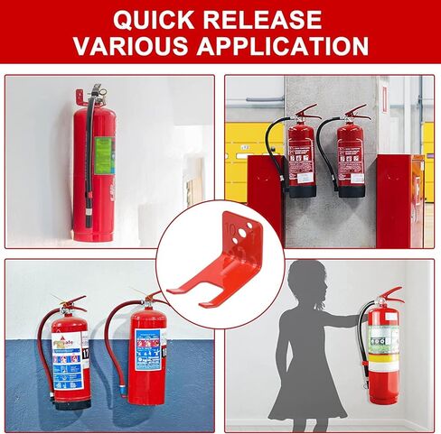 دعامة طفاية حريق، شماعة على شكل شوكة لرقبة طفايات الحريق أقل من 1.1 بوصة، دعامة خطاف حائطية مع فتحات جسم الصمام، لطفايات المياه الجافة والماء بوزن 5 رطل - 15 رطل (أحمر، 4 عبوات) in Kuwait