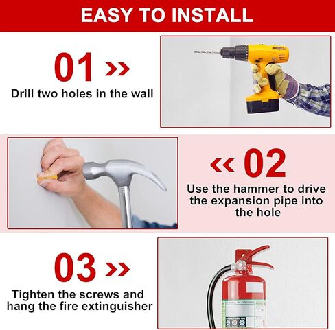 دعامة طفاية حريق، شماعة على شكل شوكة لرقبة طفايات الحريق أقل من 1.1 بوصة، دعامة خطاف حائطية مع فتحات جسم الصمام، لطفايات المياه الجافة والماء بوزن 5 رطل - 15 رطل (أحمر، 4 عبوات) in Kuwait