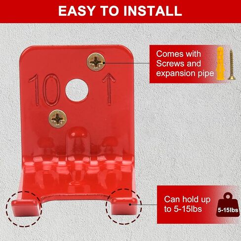 دعامة طفاية حريق، شماعة على شكل شوكة لرقبة طفايات الحريق أقل من 1.1 بوصة، دعامة خطاف حائطية مع فتحات جسم الصمام، لطفايات المياه الجافة والماء بوزن 5 رطل - 15 رطل (أحمر، 4 عبوات) in Kuwait