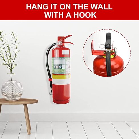 دعامة طفاية حريق، شماعة على شكل شوكة لرقبة طفايات الحريق أقل من 1.1 بوصة، دعامة خطاف حائطية مع فتحات جسم الصمام، لطفايات المياه الجافة والماء بوزن 5 رطل - 15 رطل (أحمر، 4 عبوات) in Kuwait