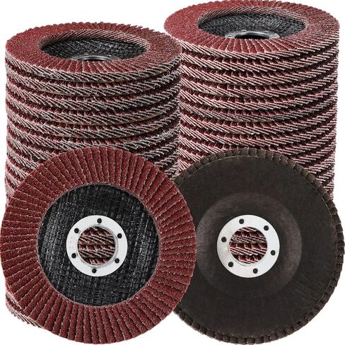 Landhoow 80 حزمة قرص رفرف 4 1/2 طحن أقراص الصنفرة عجلات الزعنفة أكسيد الألومنيوم جلخ، النوع #27 عجلات طحن المعالجة الدقيقة لطحن زاوية الخشب والمعادن الصنفرة (40/60 حصى) in Kuwait