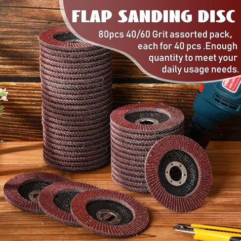 Landhoow 80 حزمة قرص رفرف 4 1/2 طحن أقراص الصنفرة عجلات الزعنفة أكسيد الألومنيوم جلخ، النوع #27 عجلات طحن المعالجة الدقيقة لطحن زاوية الخشب والمعادن الصنفرة (40/60 حصى) in Kuwait