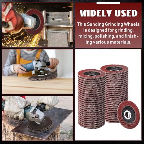 Landhoow 80 حزمة قرص رفرف 4 1/2 طحن أقراص الصنفرة عجلات الزعنفة أكسيد الألومنيوم جلخ، النوع #27 عجلات طحن المعالجة الدقيقة لطحن زاوية الخشب والمعادن الصنفرة (40/60 حصى) in Kuwait