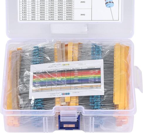 مولنس 130 قيم 2600 قطعة طقم مقاوم 1/4 واط 1% مقاومات غشاء معدني 1 أوم-3 متر أوم مجموعة متنوعة للمشاريع والتجارب ذاتية الصنع in Kuwait